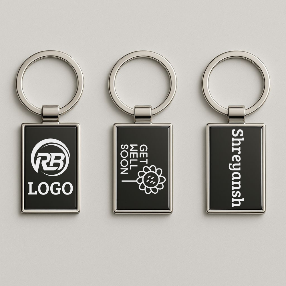 Sleek Rectangular Metal Keychain