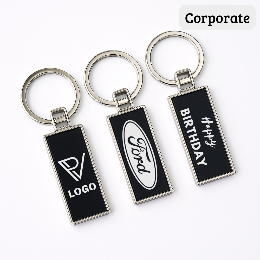 Customizable Rectangular Metal Keychain