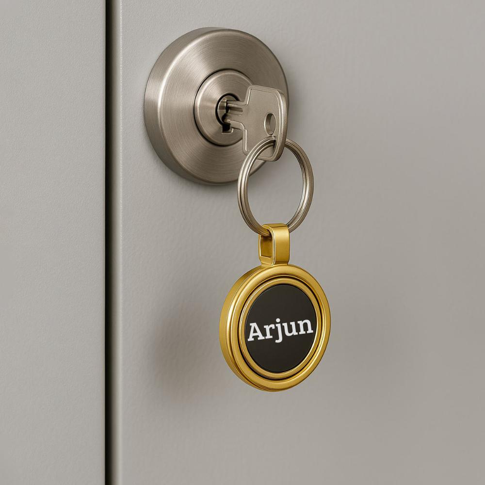 Elegant Dual-Tone Spinning Metal Keychain – Gold & Rose Gold