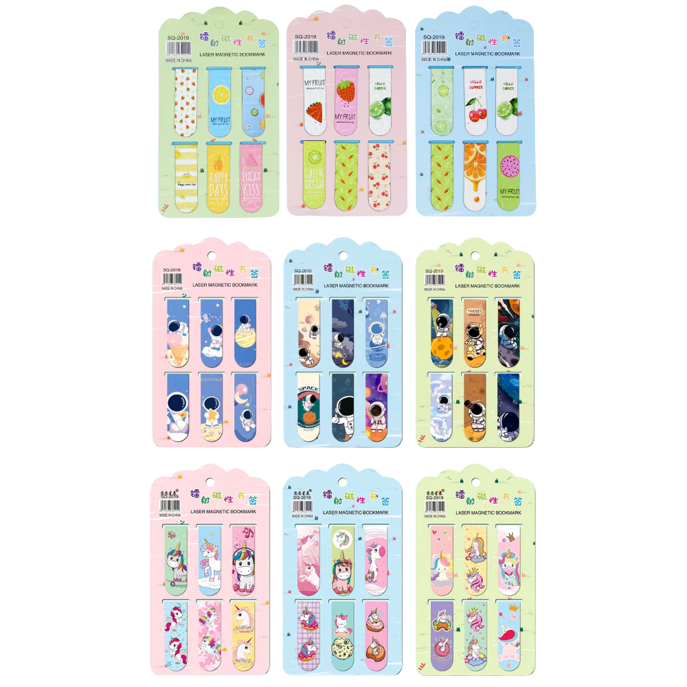 Cartoon Magnetic Bookmarks Set of 6