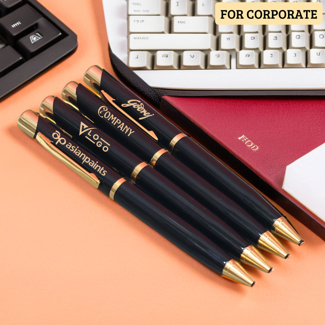 Personalized Glossy Black & Gold Pen – Executive & Corporate Gift