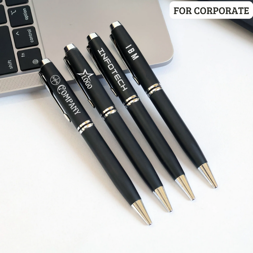 Personalized Silver-Touched Black Pen - Corporate & Personal Gift