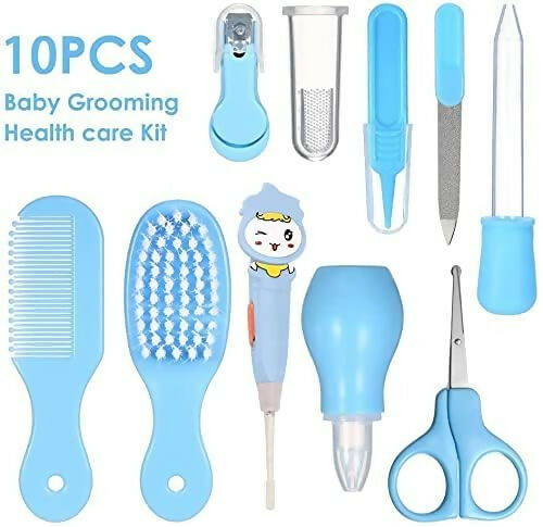 Portable 10-Piece Baby Manicure Grooming Kit Ear Pick with Light & Comb