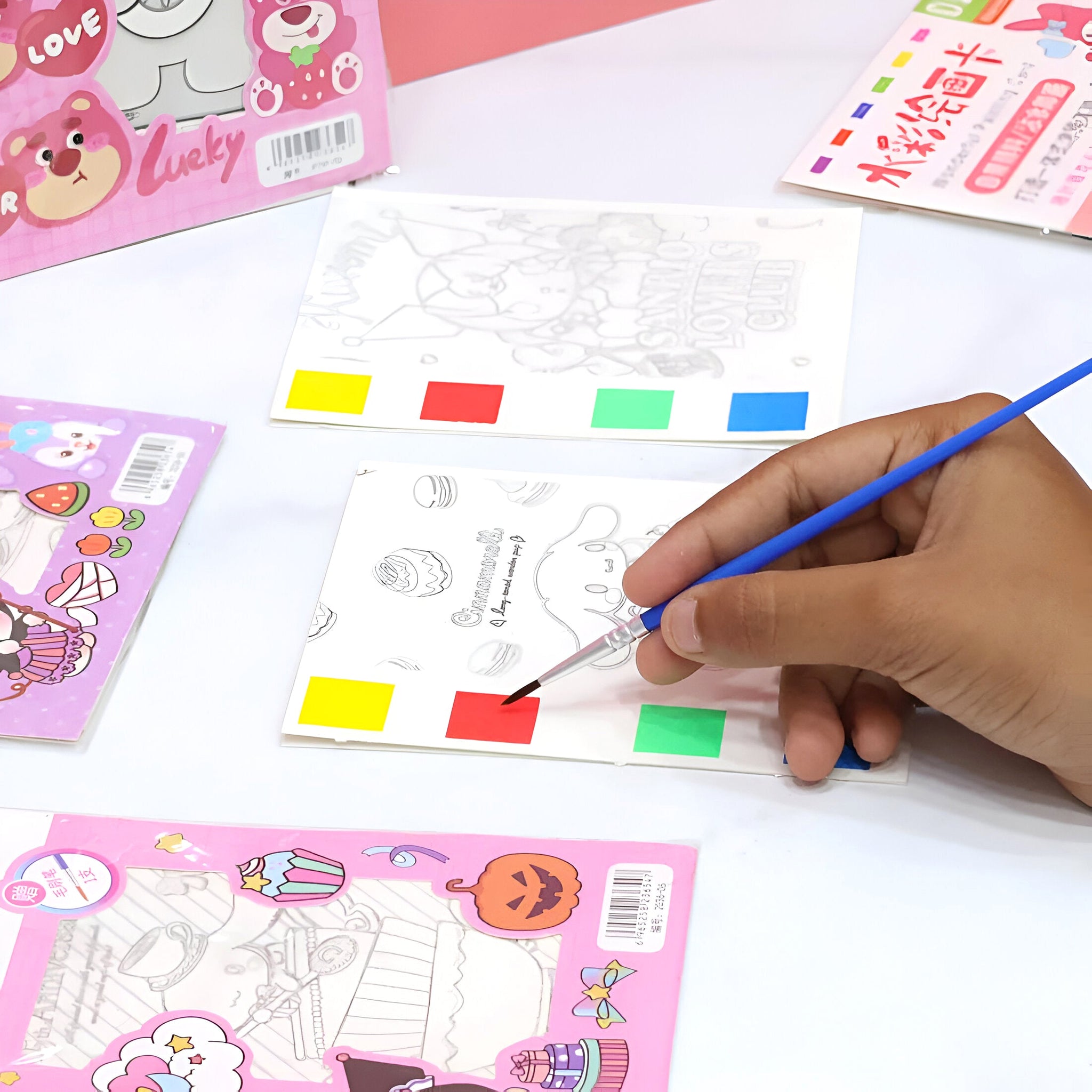 DIY Watercolor Pre-Printed Painting Cards with Brush