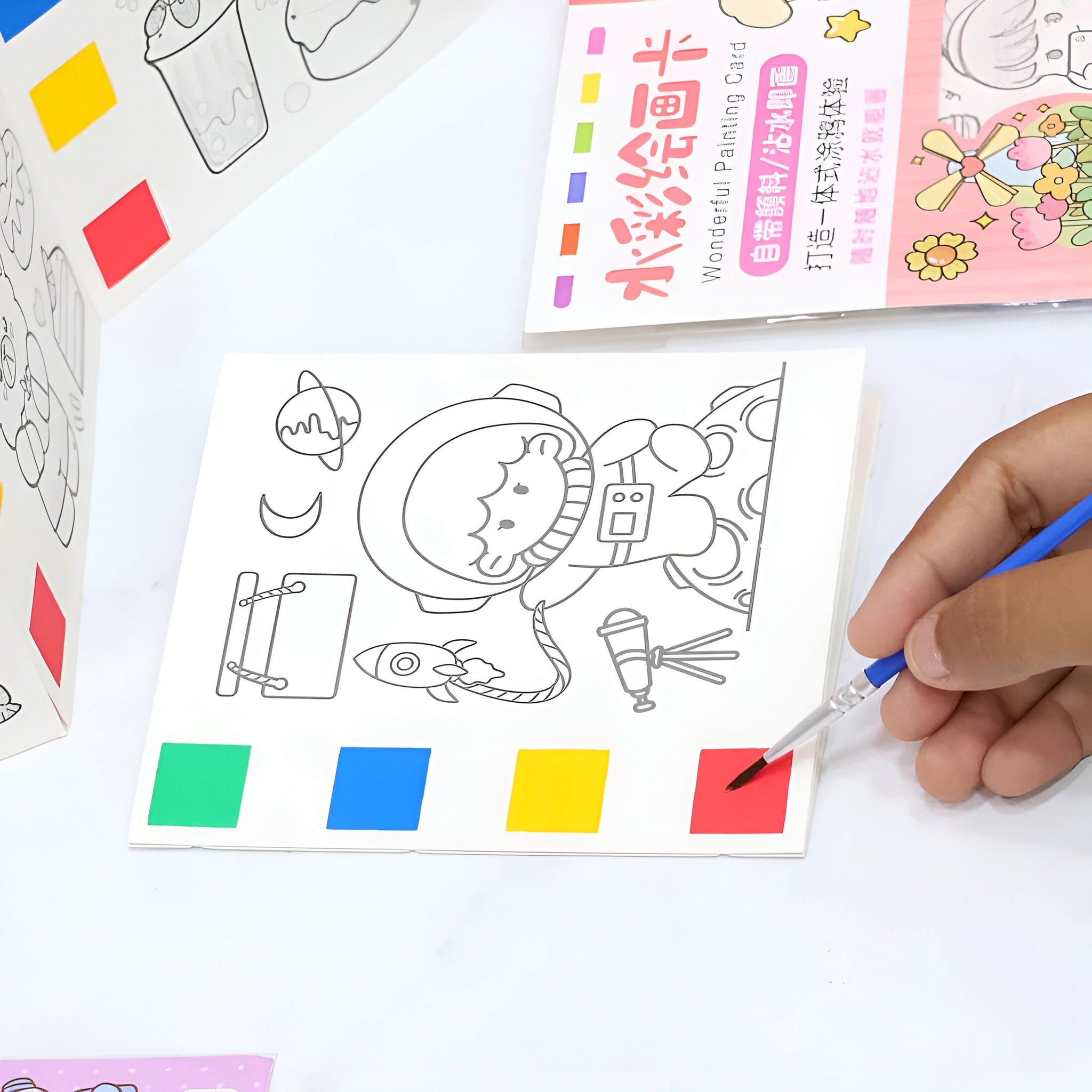 DIY Watercolor Pre-Printed Painting Cards with Brush