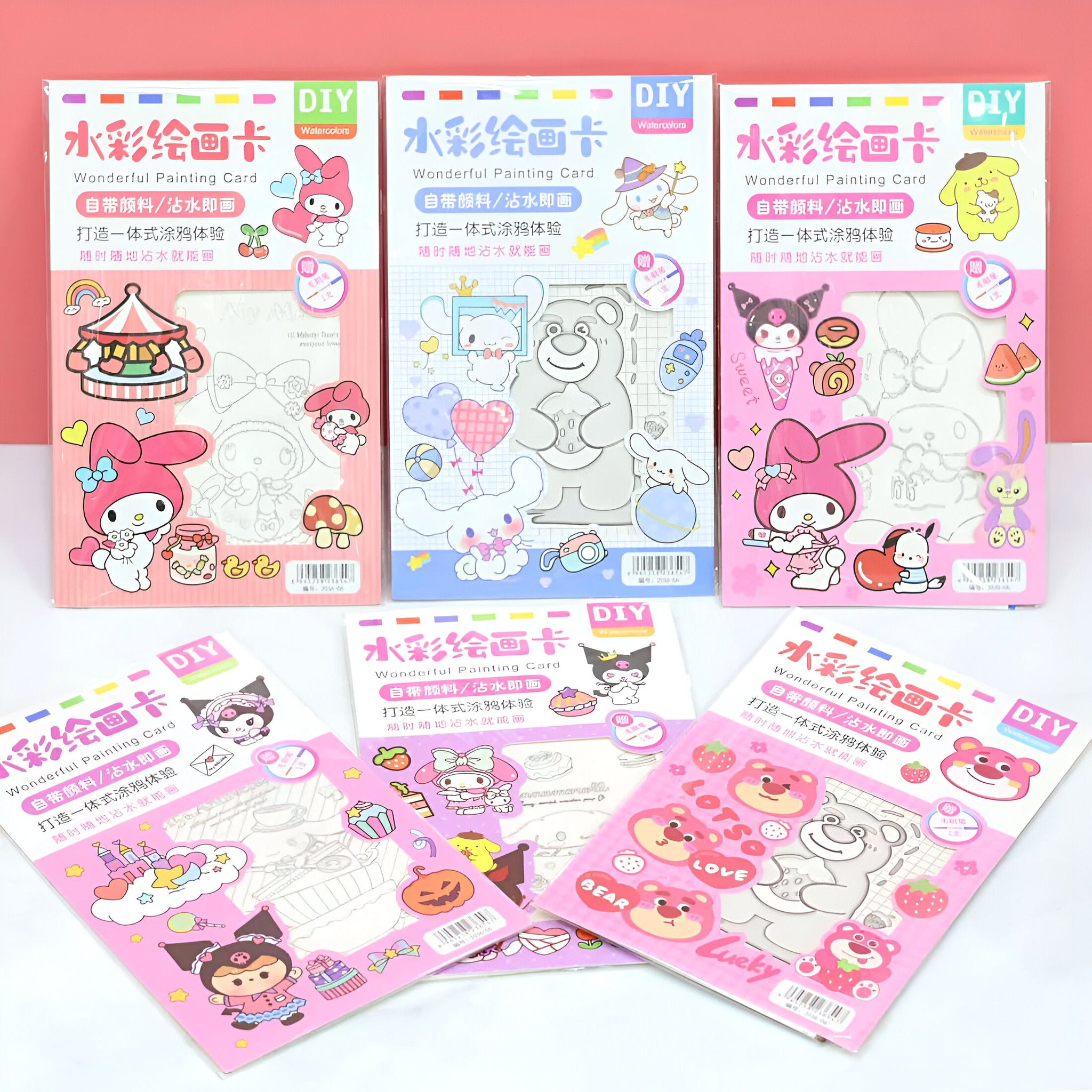 DIY Watercolor Pre-Printed Painting Cards with Brush