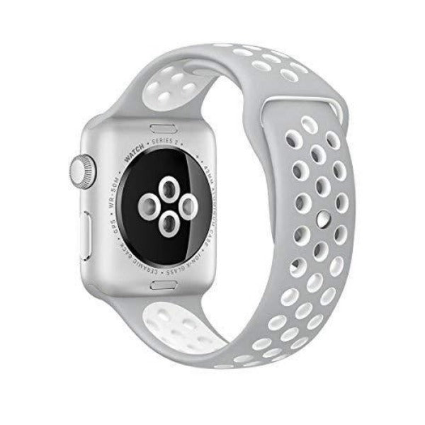 Grey White Dotted Silicone Strap For Apple Watch Series 7  (38mm/40mm/41mm)