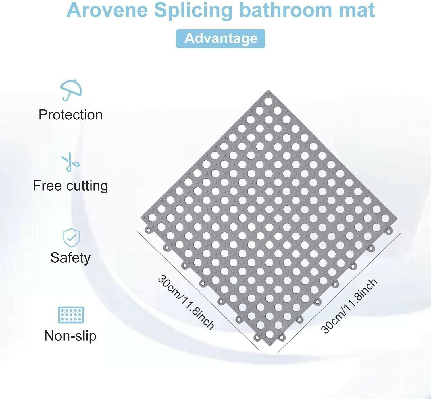 Anti-Slip Interlocking Bathroom Floor Mat Tiles – Water-Resistant & Drainage Design (1 pcs)