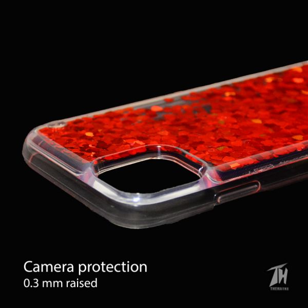Red Glitter Heart Case For Apple iphone 11 pro