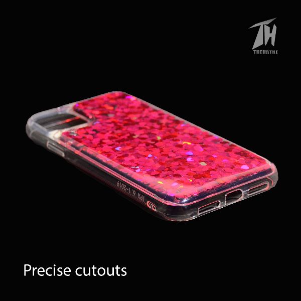 Dark Pink Glitter Heart Case For Apple iphone 11 pro max