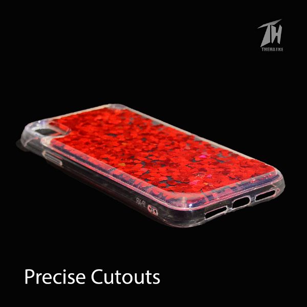 Red Glitter Heart Case For Apple iphone X/xs