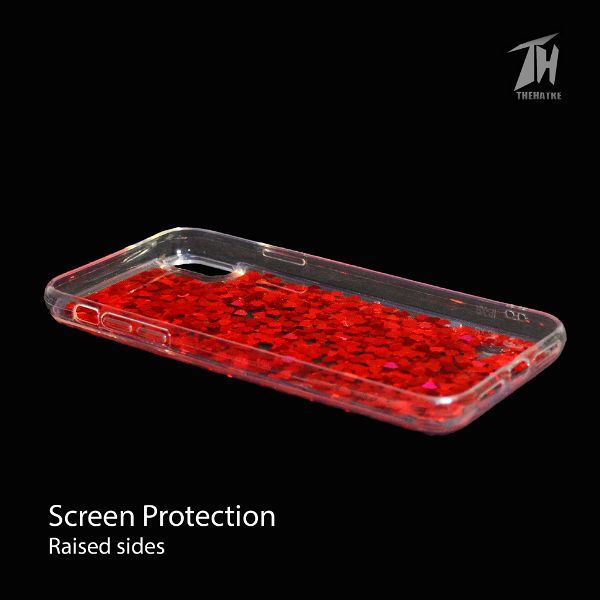 Red Glitter Heart Case For Apple iphone X/xs