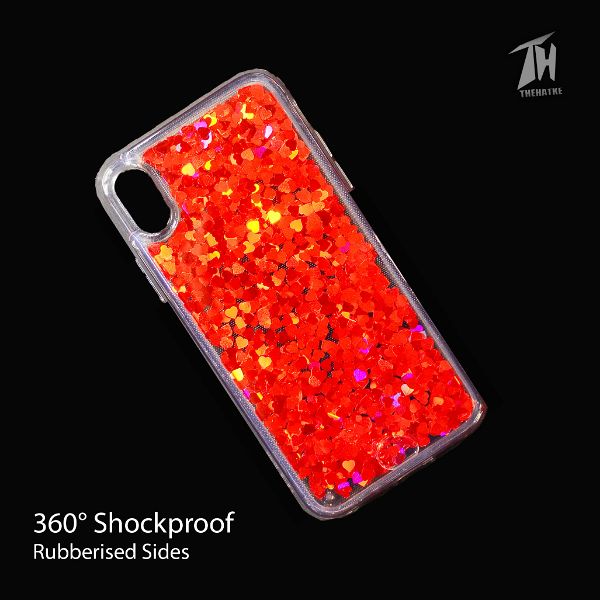 Red Glitter Heart Case For Apple iphone X/xs