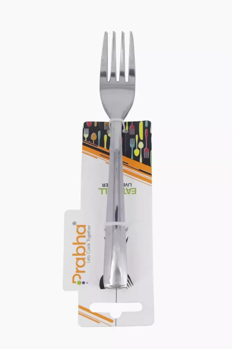 Prabha Stainless Steel Petal Dessert Plain Fork Set - 19cm