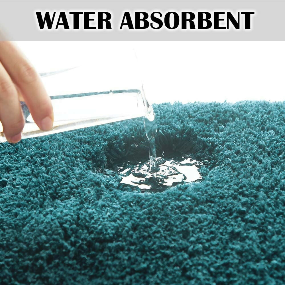 AaHo Water Absorbent Floor Mat Anti-Slip Microfiber Rug for Bathroom & More (Teal)