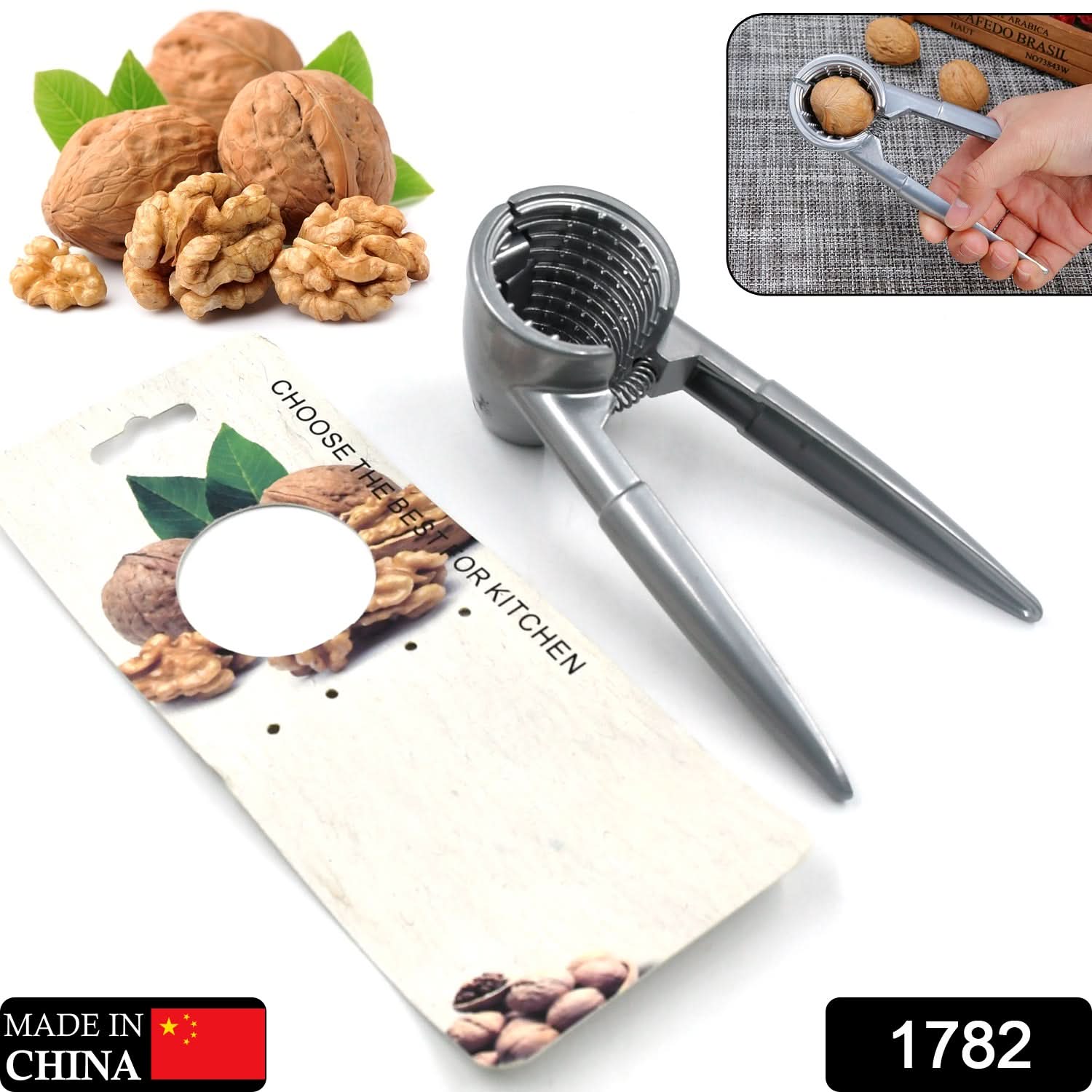 Luxury Stainless Steel Walnut & Nut Cracker with Bottle Opener