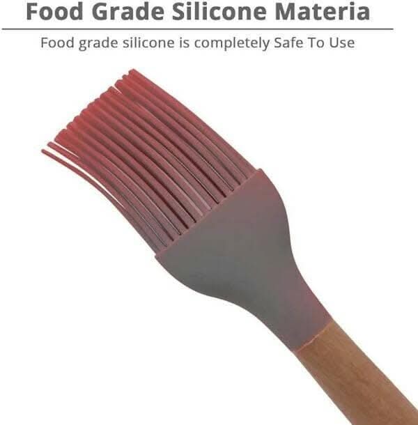 P-Plus International Silicon Basting Brush with Wooden Handle (Pack of 2)