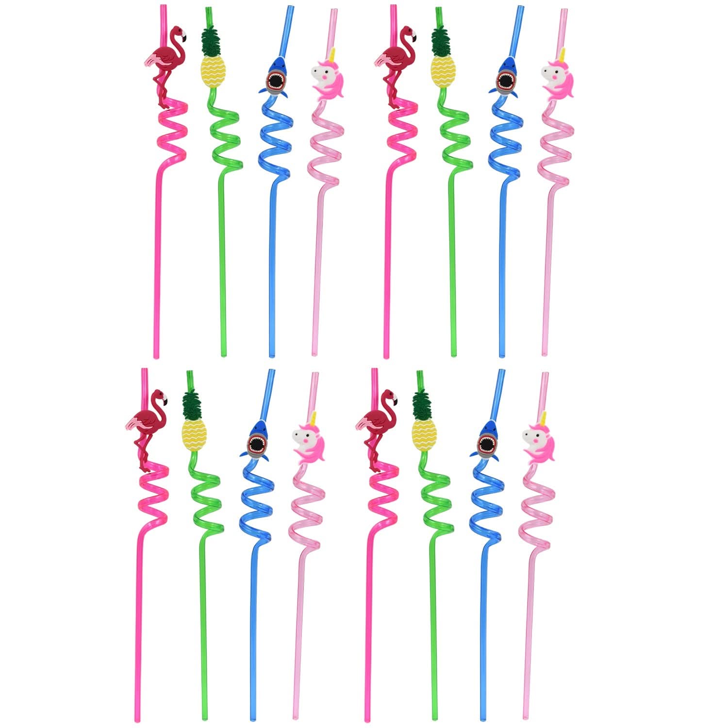 Reusable Plastic Straws for Kids – 12 Pcs Colorful Mix Set