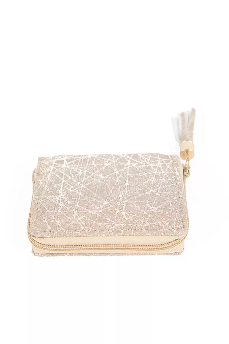 Glittering Small Coin Purse for Girls and Women - Peach