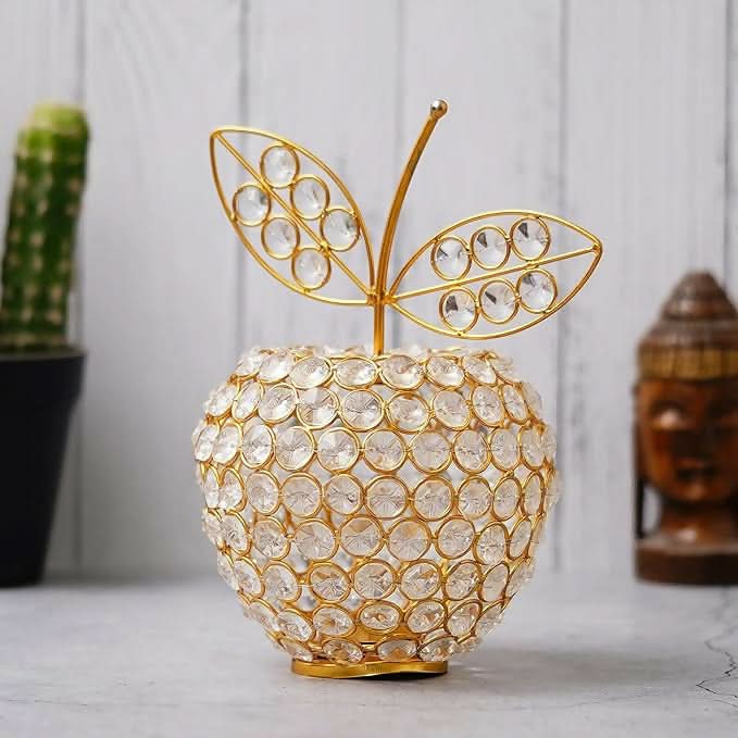 Apple Shape Crystal Brass Tealight Candle