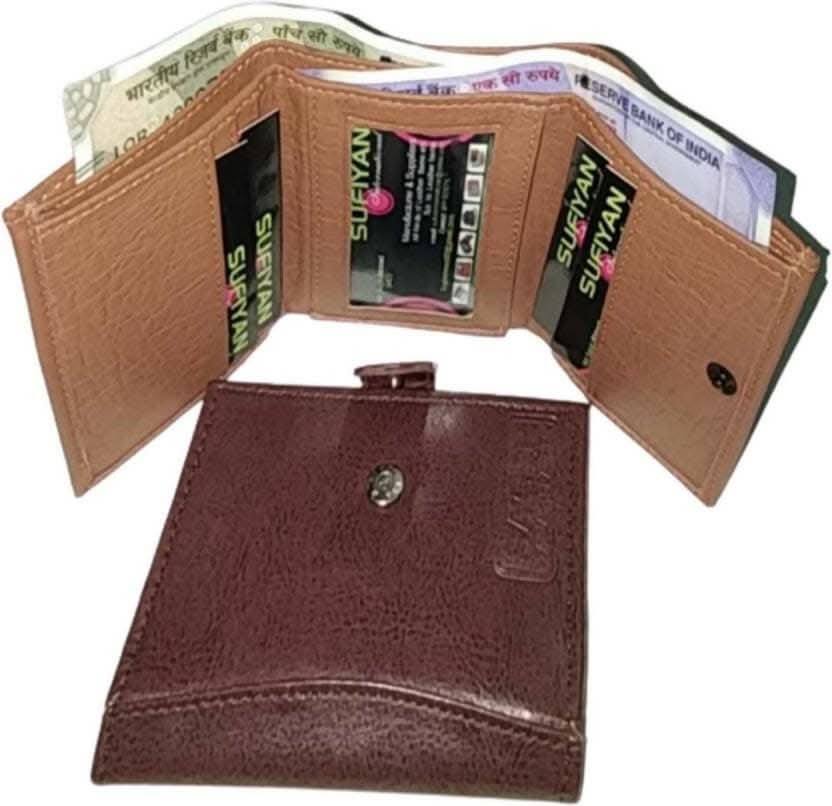 Men Tan, Brown Artificial Leather Wallet - Mini (30 Card Slots, Pack of 2)