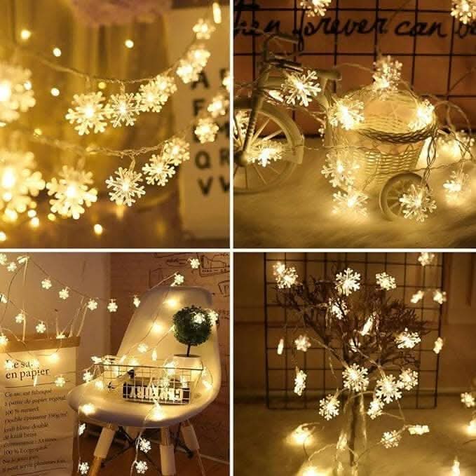 Festive Snowflake String Lights for Home & Garden (14 Lights)
