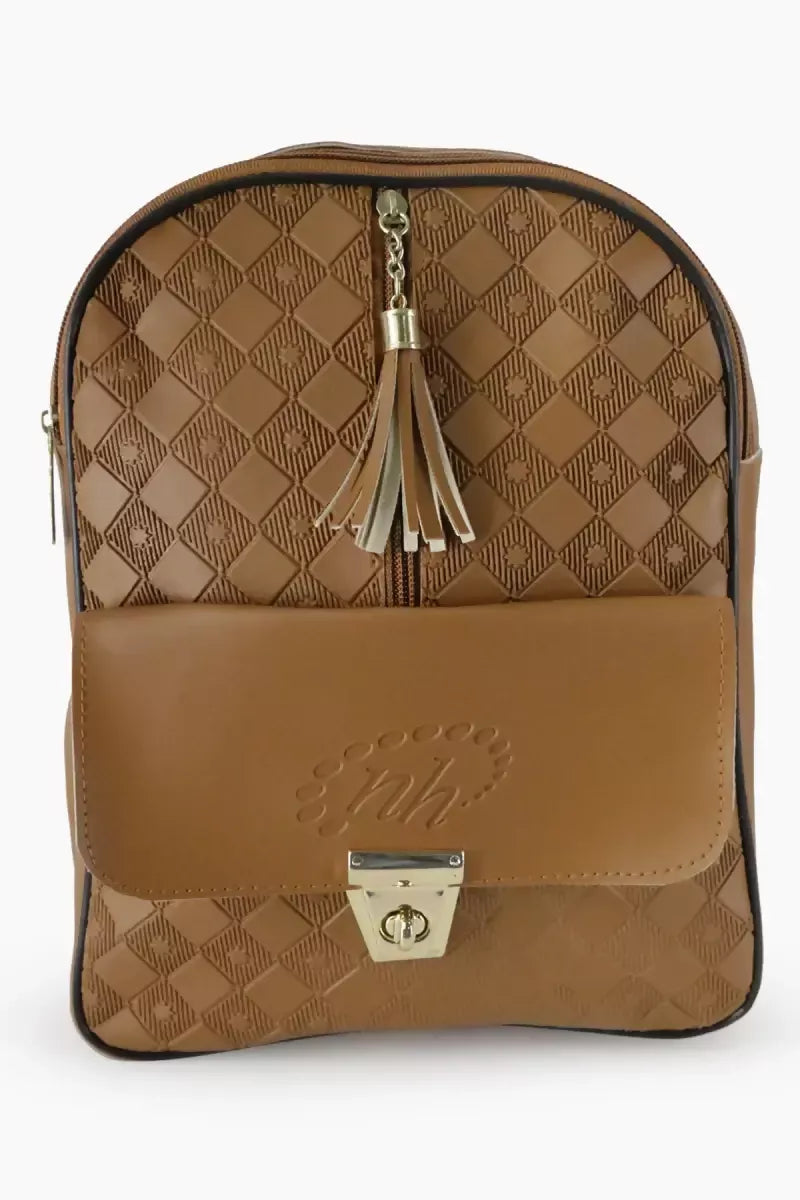 Trendy Casual Backpack for Girls - Brown