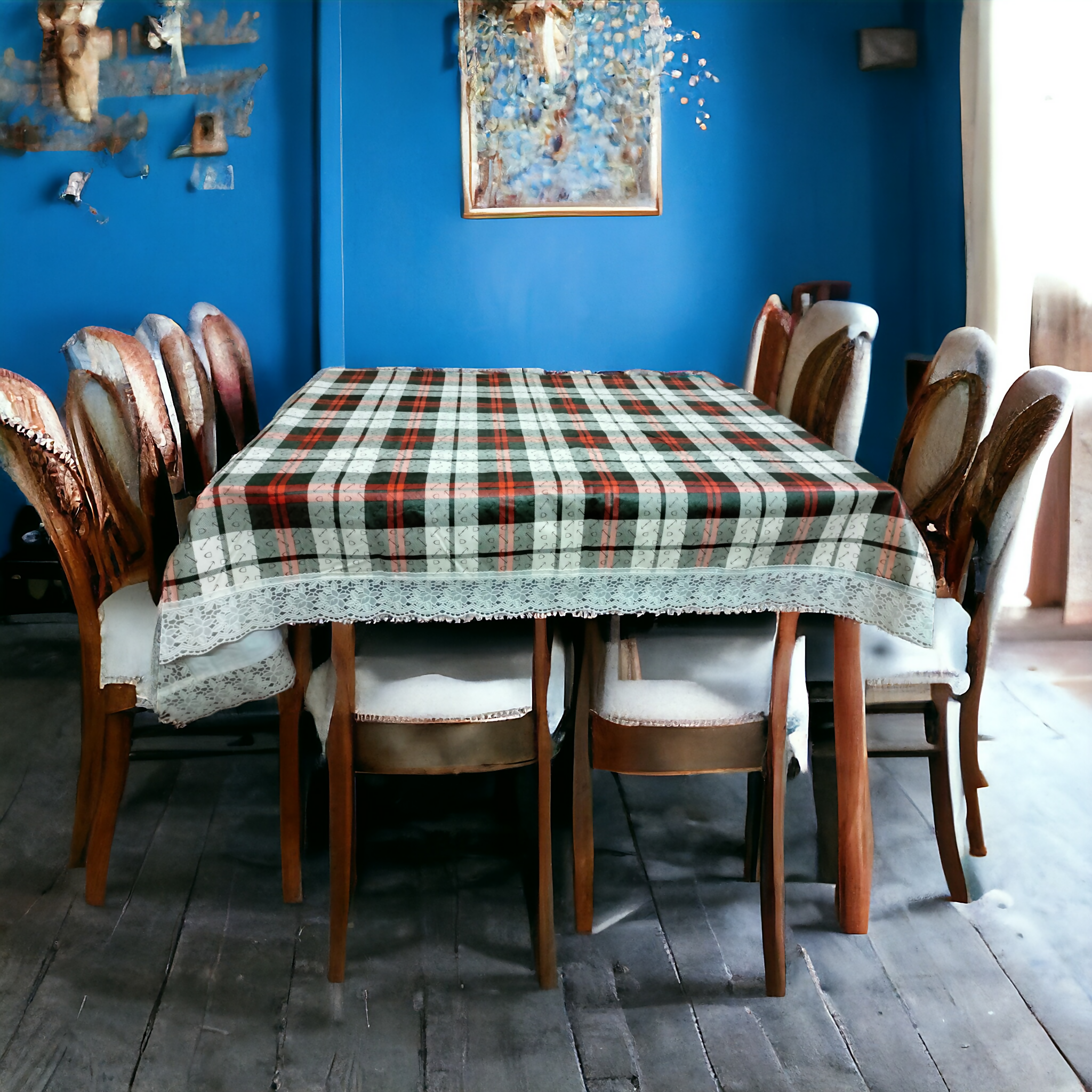 Mopak decor Table Cover 3D Medium Size 2 to 4 Seater 40*60 Classic Table Cover Printed Table Cover with Lace Centre Table Cover Rectangular Table Cover Dining table cover