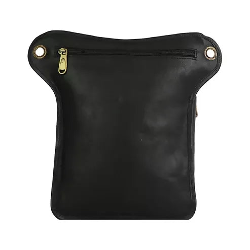 Vintage PU Leather Utility Bag – Multi-Pocket Travel & Everyday Bag (Black)