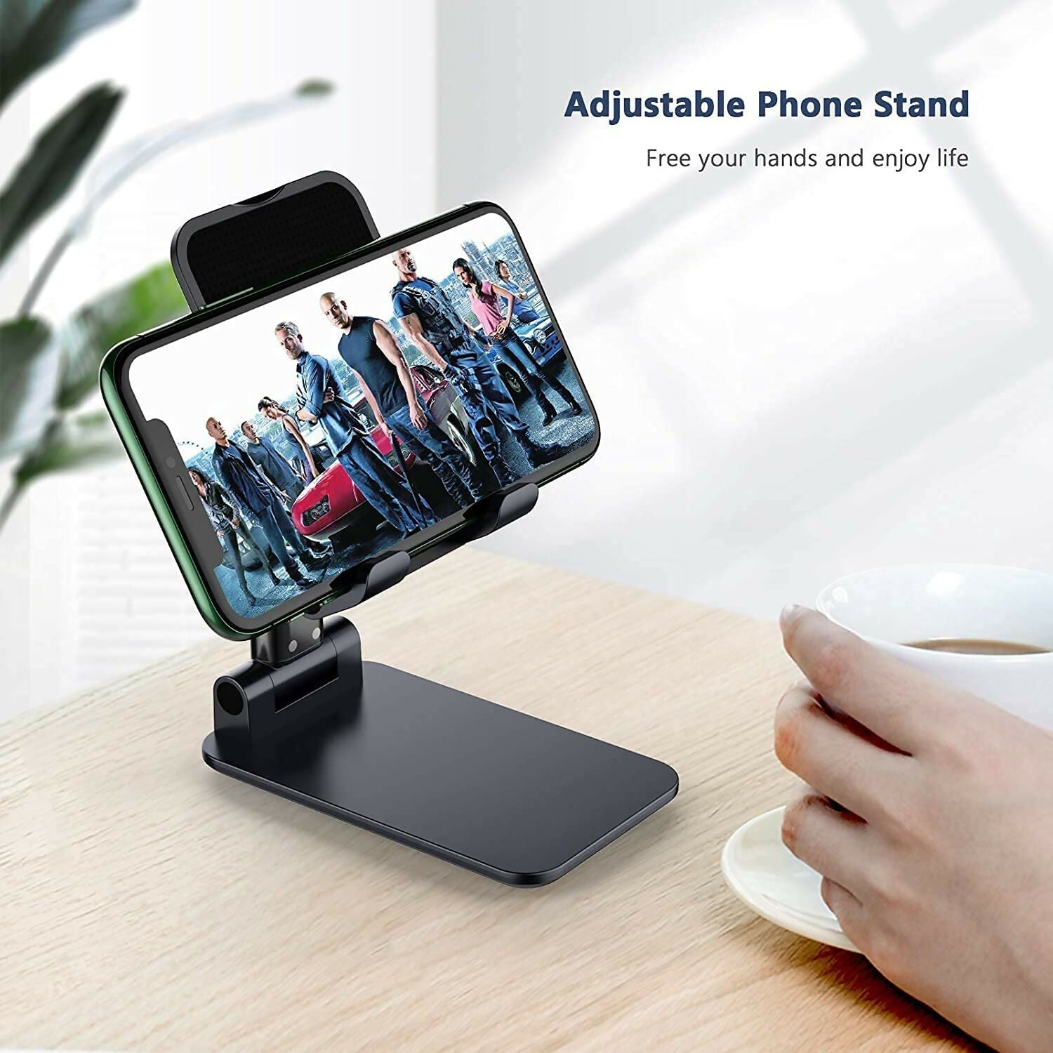 Adjustable Foldable Cell Phone & Tablet Stand Height & Angle Adjustable, Case-Friendly Dock for Phone, iPad, Kindle