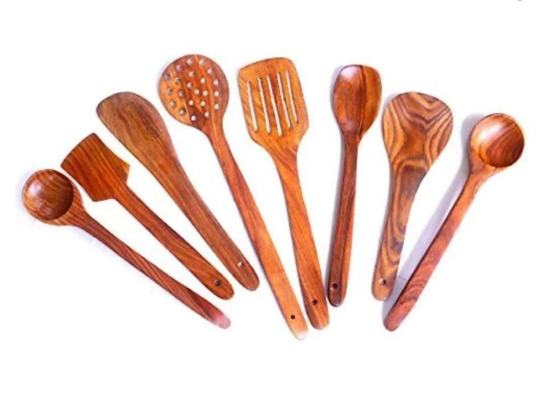 Wooden Serving & Cooking Spoon's & Kitchen Tools (Set of 8)