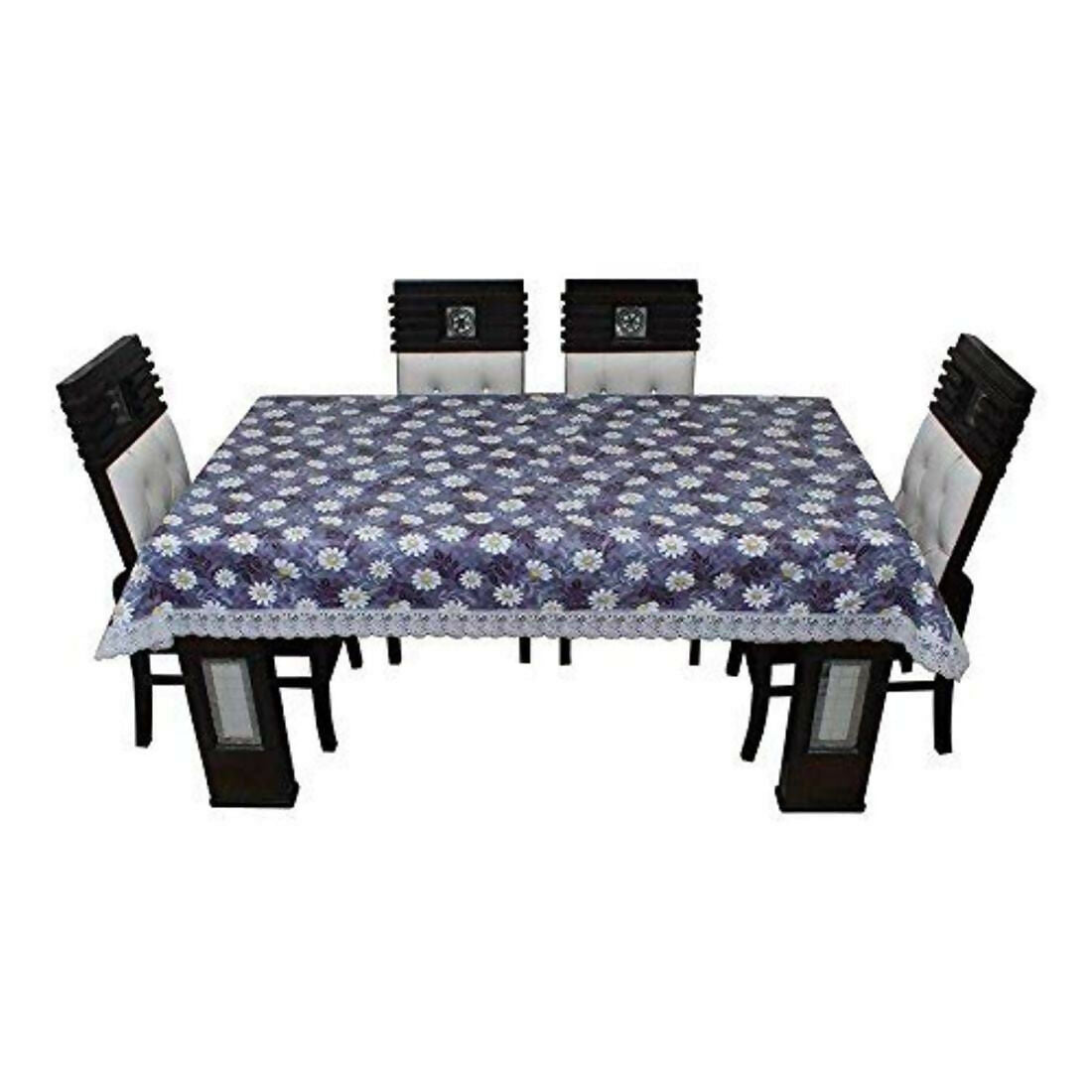 Graceful Blue Flower Embroidered Table Cover – Small & Large (40x60 & 60x90 inches)