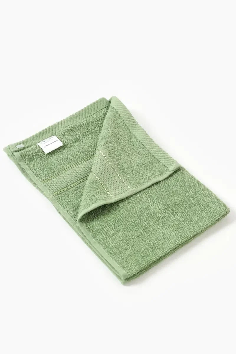 Turkish Cotton Hand Towel - Leaf Dew, 1 Pc - 40 x 60 Cm (Green)