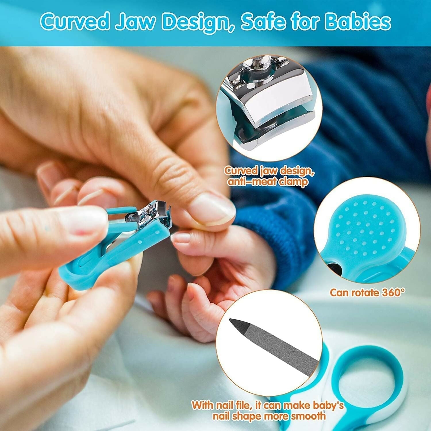 Portable 10-Piece Baby Manicure Grooming Kit Ear Pick with Light & Comb
