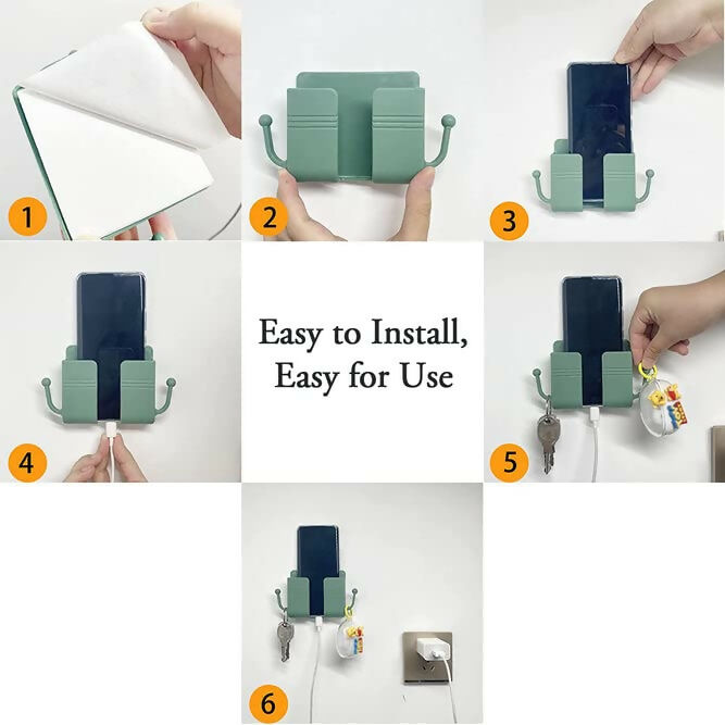 Multipurpose Wall-Mounted Mobile Stand with Hook Design for Household and Versatile Hanging Support
