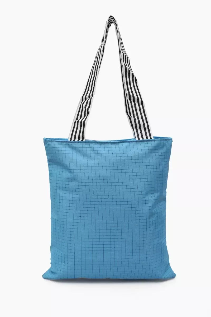 Stylish Printed Canvas Shopping Bag for Girls (Sky Blue)