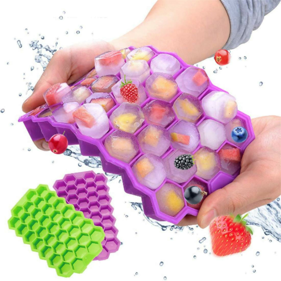 Stackable Silicone Ice Cube Tray With Mold Easy Release (Multicolours)