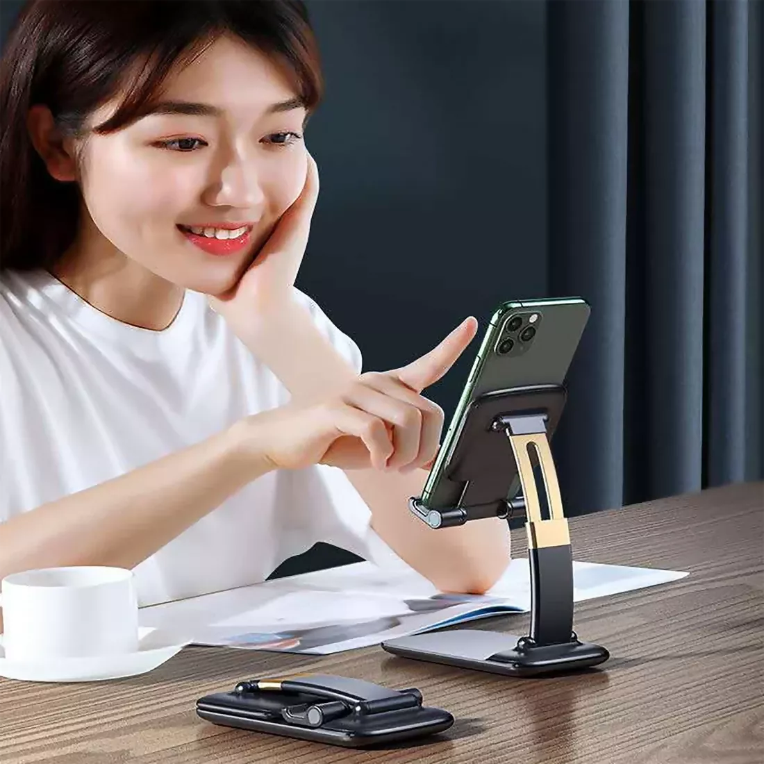 Foldable Phone Holder for Table & Universal Mobile Stand for Desk