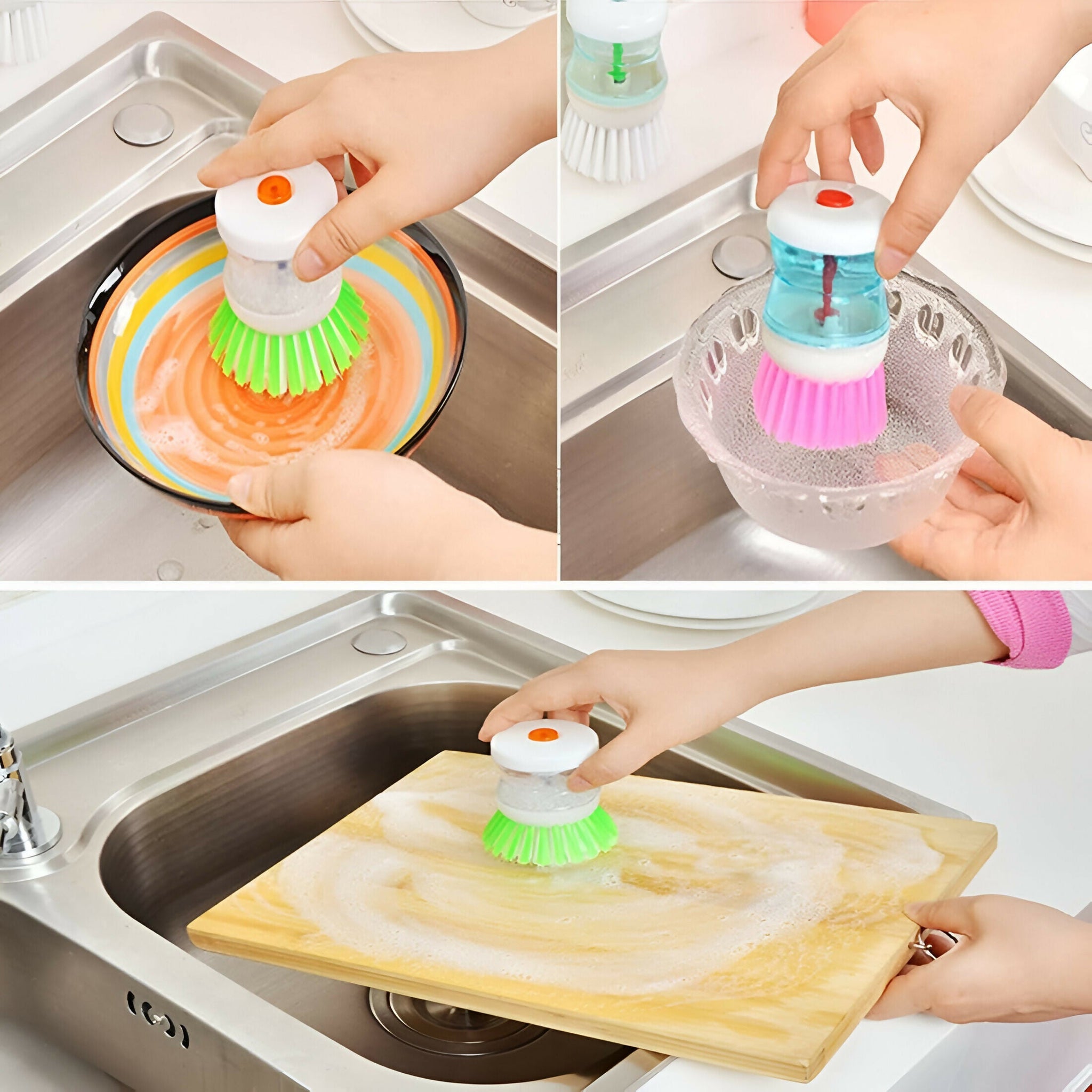 Premium Plastic Cleaning Brush with Built-in Liquid Soap Dispenser
