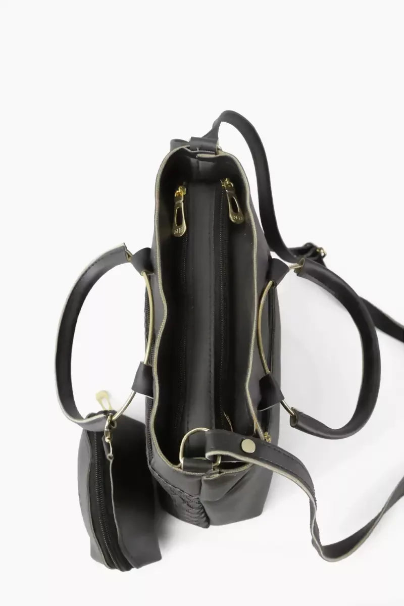 Solid Sling Bag with Pouch for Women & Girls - Black