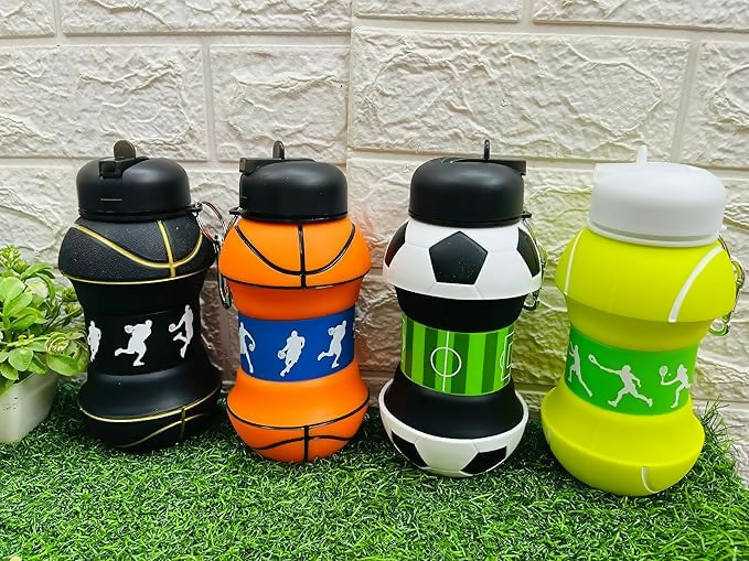 Football Design Silicone Water Bottle (Random Color) - 500ml