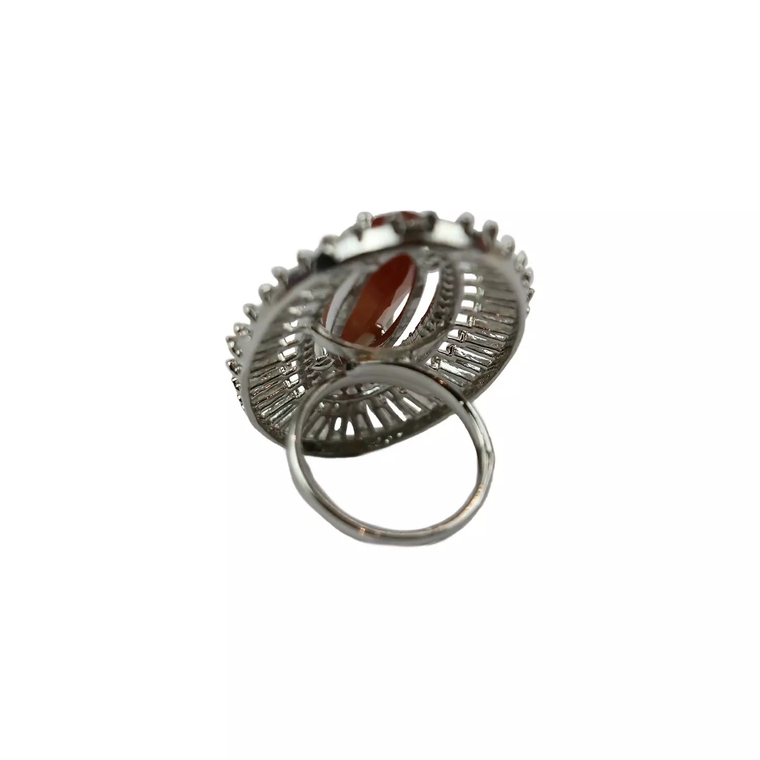 Oval Ring with Vibrant Orange Gemstone – Elegant Statement Jewelry for Women