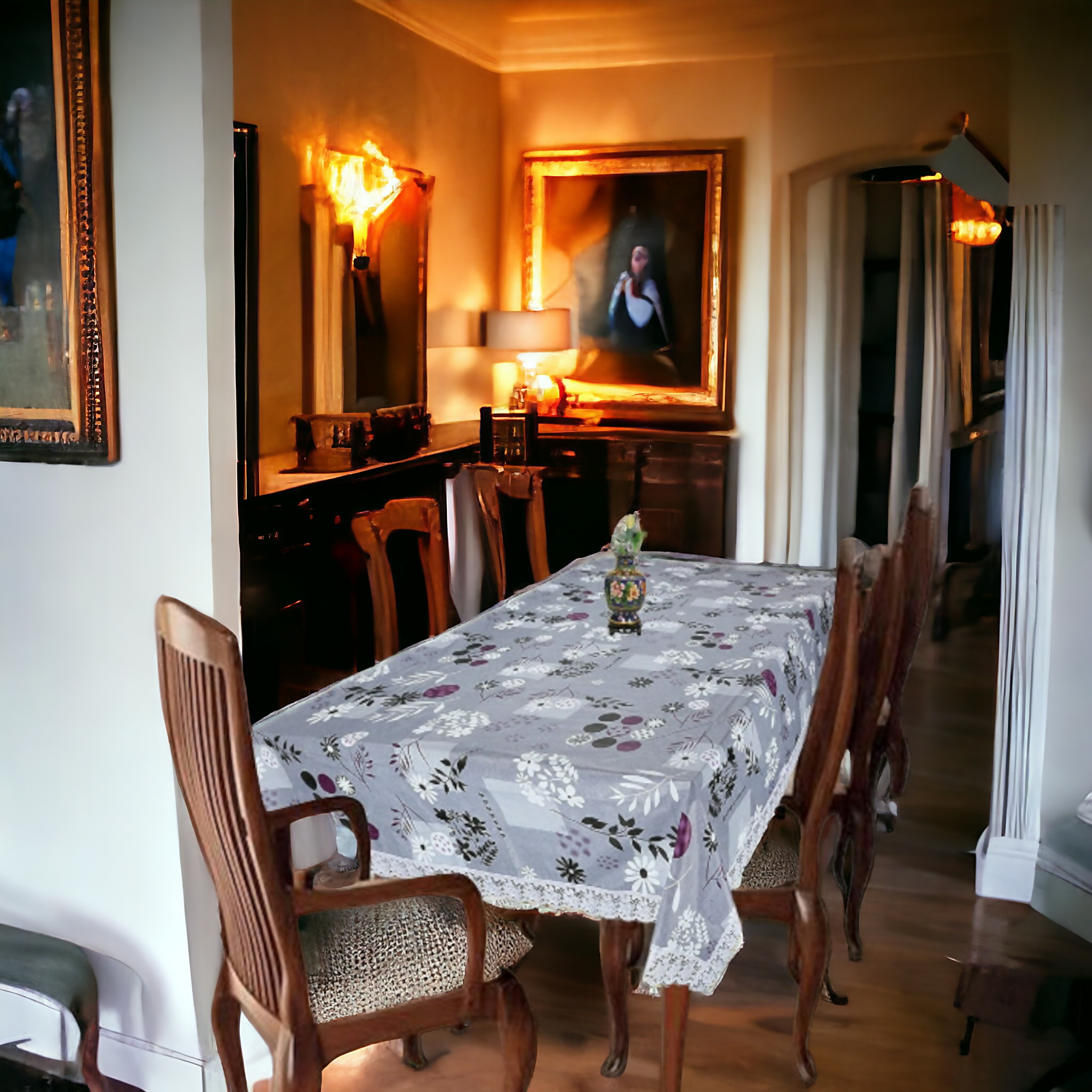 Mopak Decor 3D Printed Table Cover with Lace – Medium (40x60) for 4-Seater & Large (60x90) for 6-Seater – Rectangular Dining and Centre Table Cloth