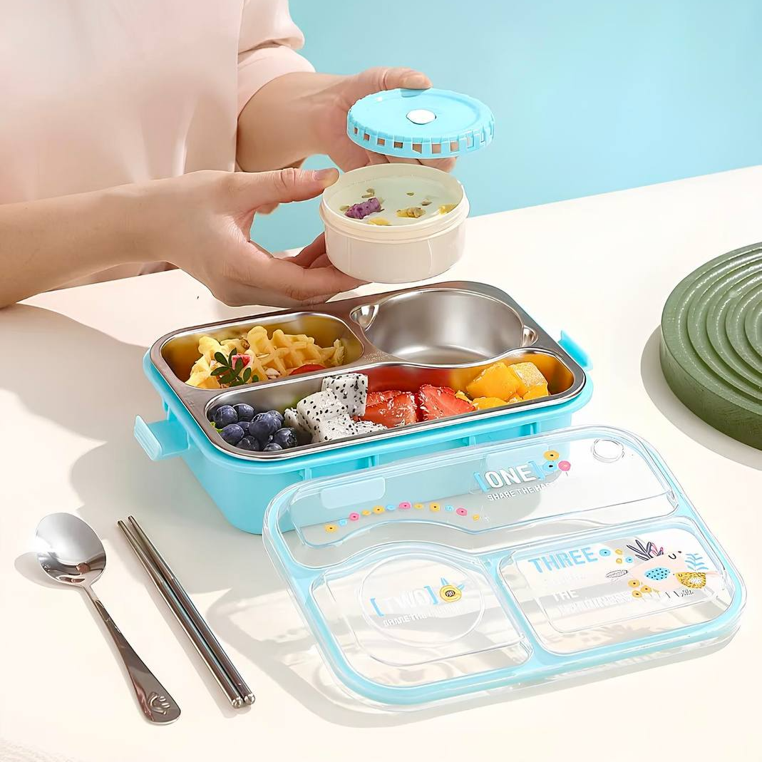 Keep It Fresh! 3-Compartment Insulated Lunch Box 700+150ml