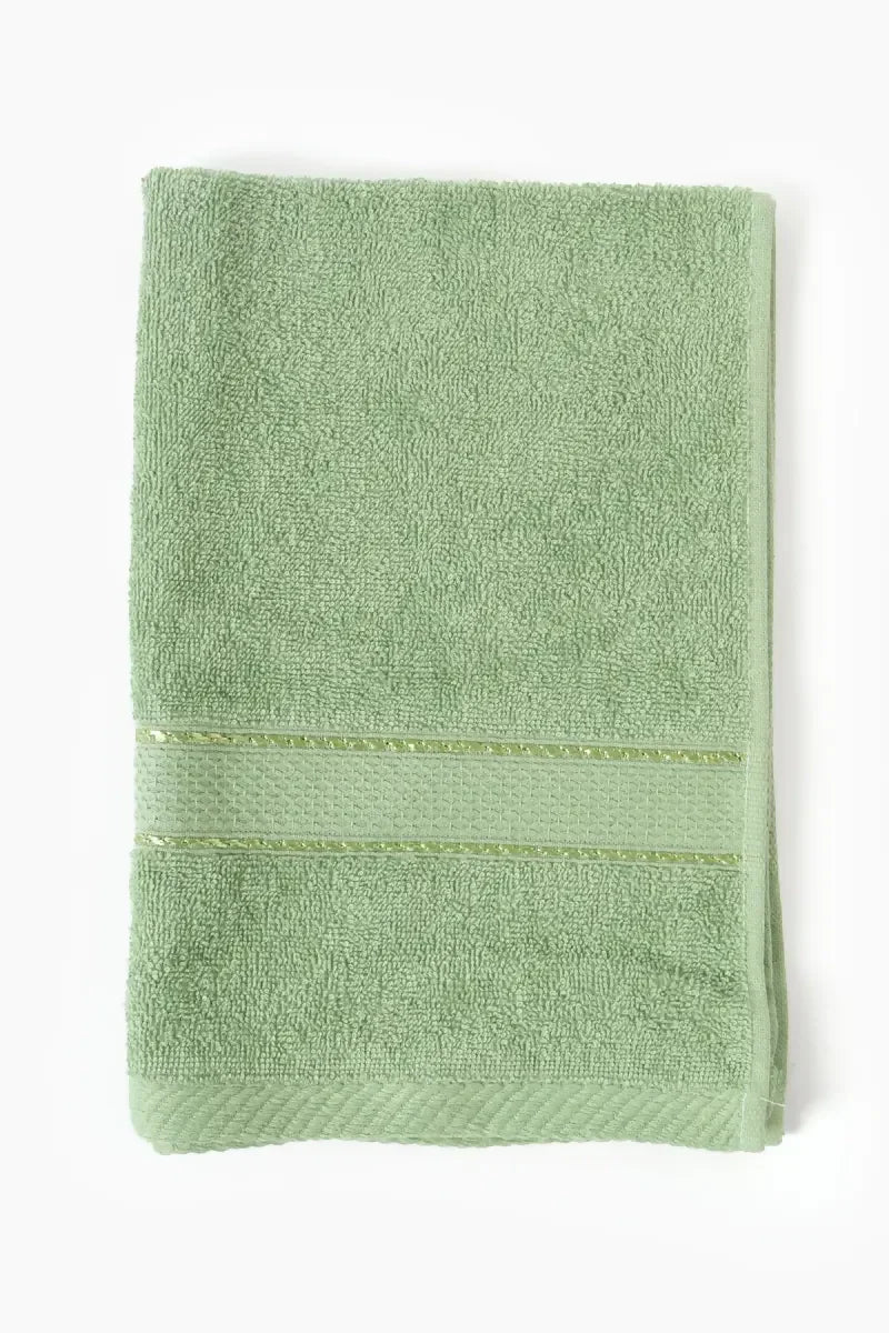 Turkish Cotton Hand Towel - Leaf Dew, 1 Pc - 40 x 60 Cm (Green)