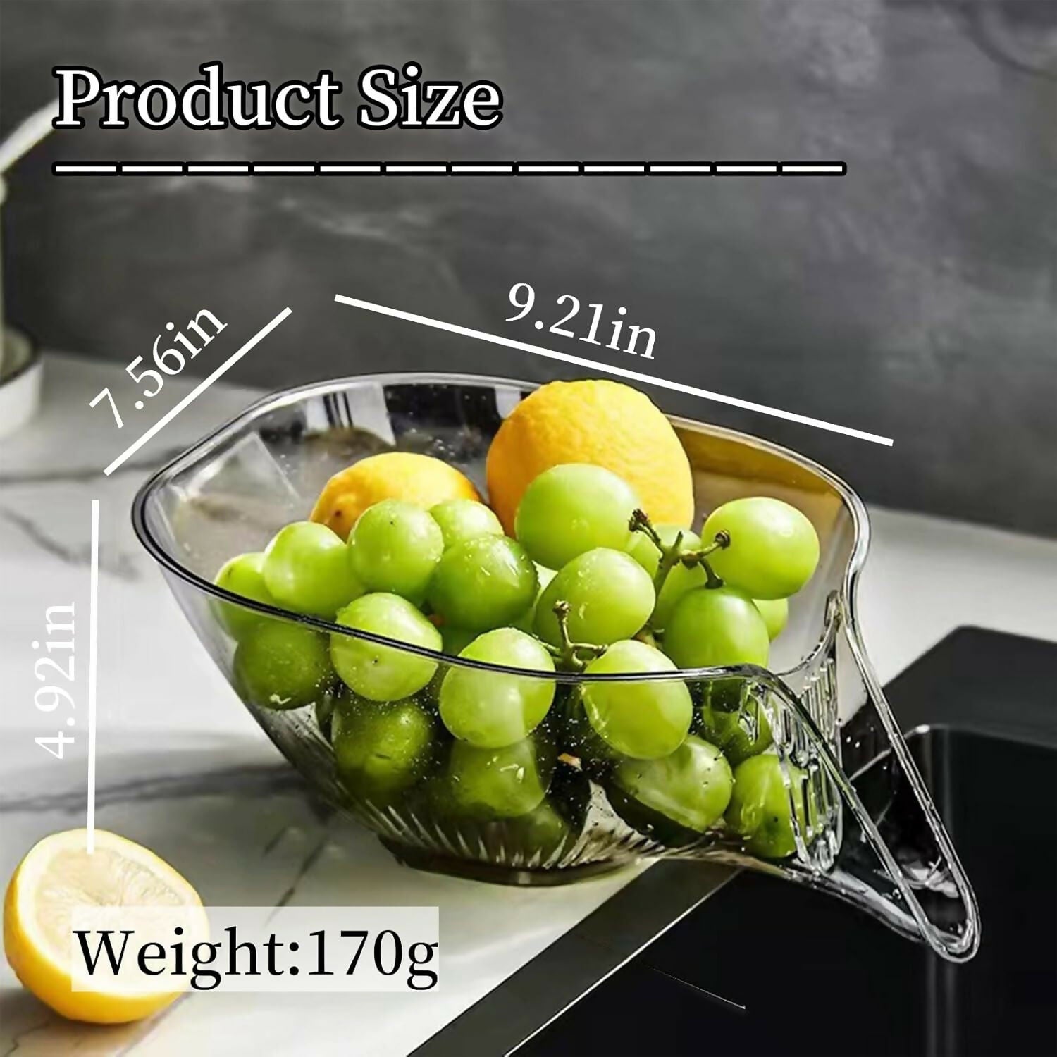 Transparent Multifunctional Drain Basket with Spout – Kitchen Sink Strainer & Funnel for Washing Fruits, Vegetables & More