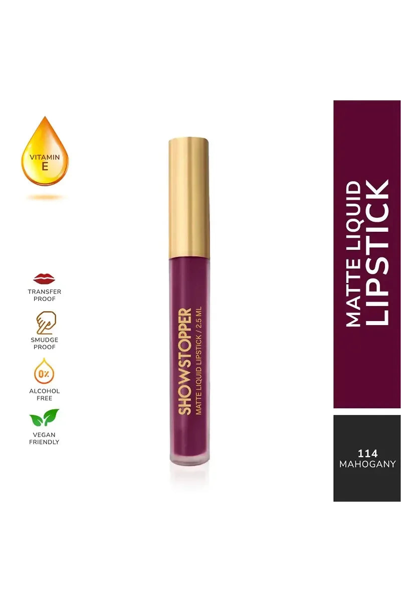 Neyah Show Stopper Matte Liquid Lipstick - 2.4gm (Mahogany)