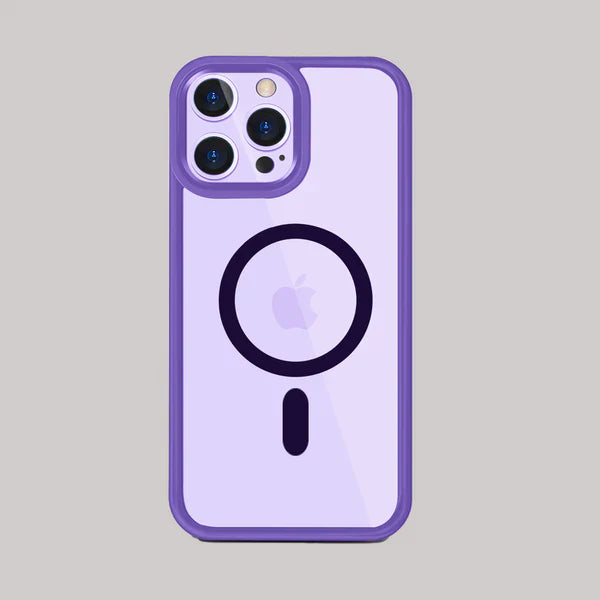 Dark Purple MagSafe Clear Transparent Silicone case for Apple iphone 15 Pro