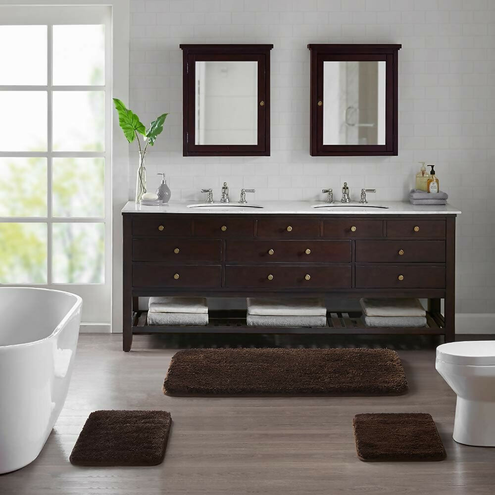 AaHo Microfiber Bath Rug Absorbent, Anti-Skid & Washable (Brown)