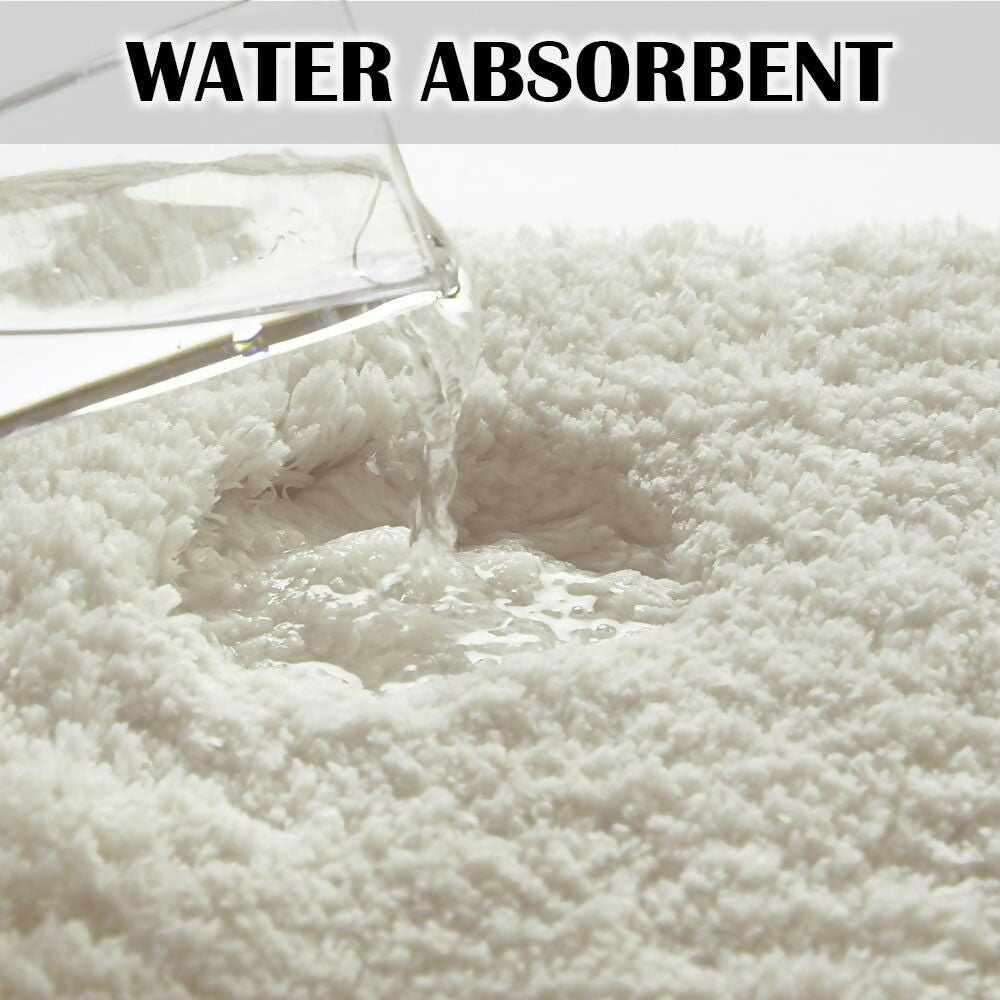 Bathroom Rug Machine Washable, Non-Slip Shaggy Mat (Ivory)